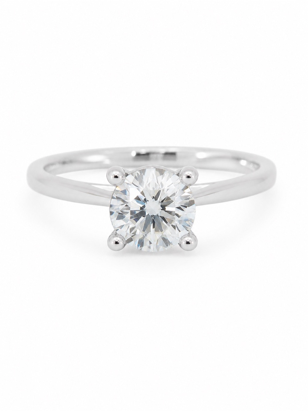 Silver Solitaire Round-Cut Moissanite Engagement Ring 6 - Picture 3 of 6